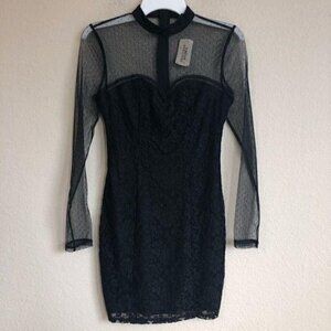 Forever 21 Bodycon Dress Sheer Sleeve Lace…
